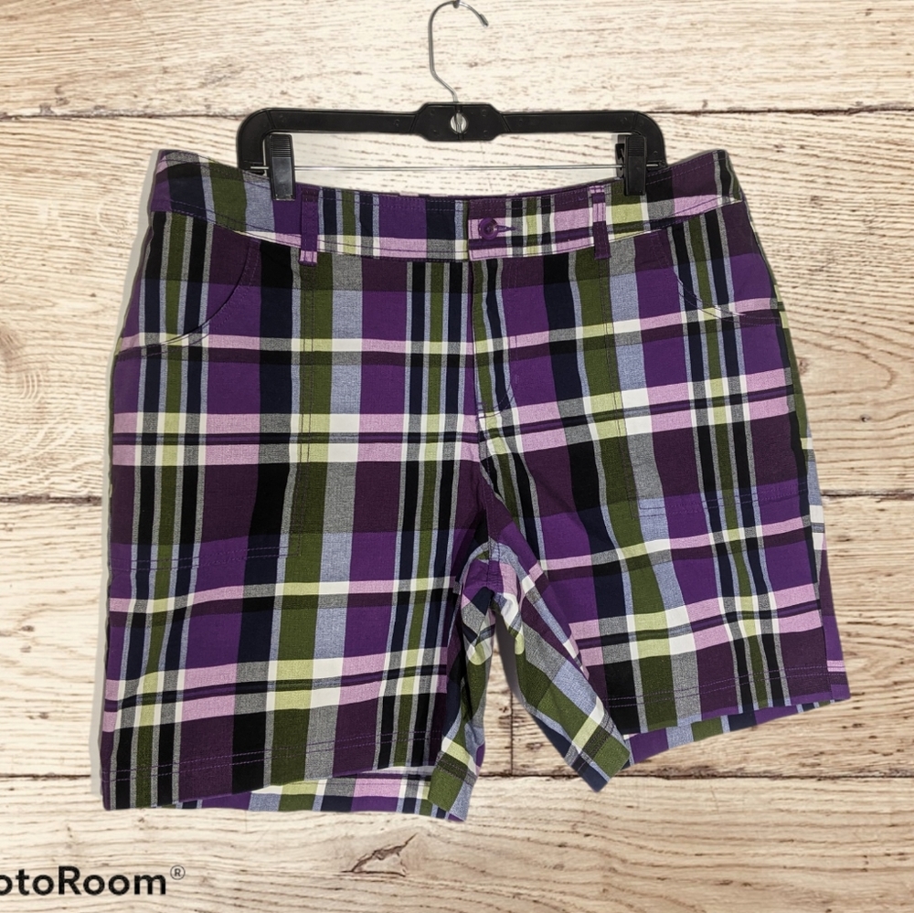 Lane Bryant Purple Plaid Shorts Size 18